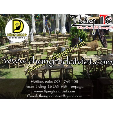 cho thuê bàn ghế tre số lượng lớn